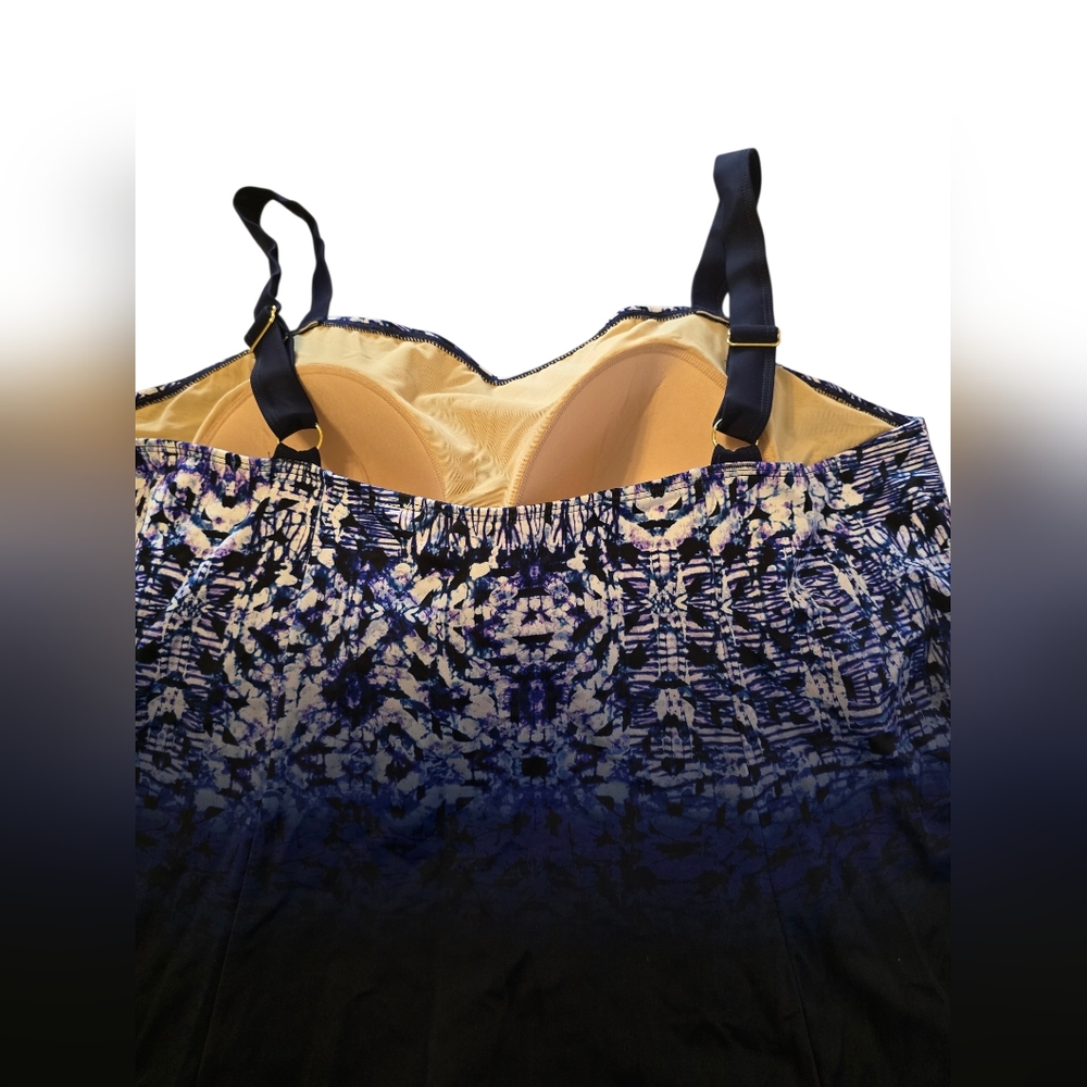 Swimsuits For All Blue Purple And White Patterned One Piece Swimsuit NWOT Clean - Picture 5 of 10